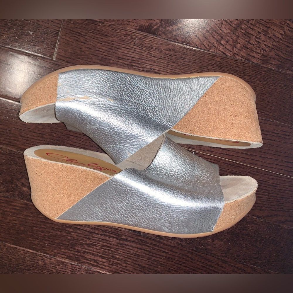 Silver wedge sandals
